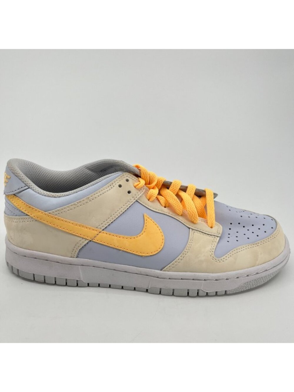 Nike Dunk Low Boys Size 7Y Blue Beige Yellow Athletic Leather Shoes Sneakers